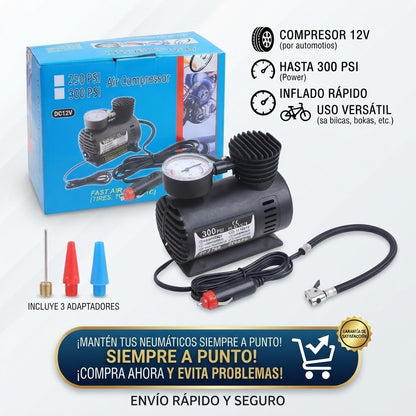 ⚡💨 COMPRESOR A110 12V PRO | MULTIUSOS PARA CARRO, MOTO Y MÁS 🚗🏍️