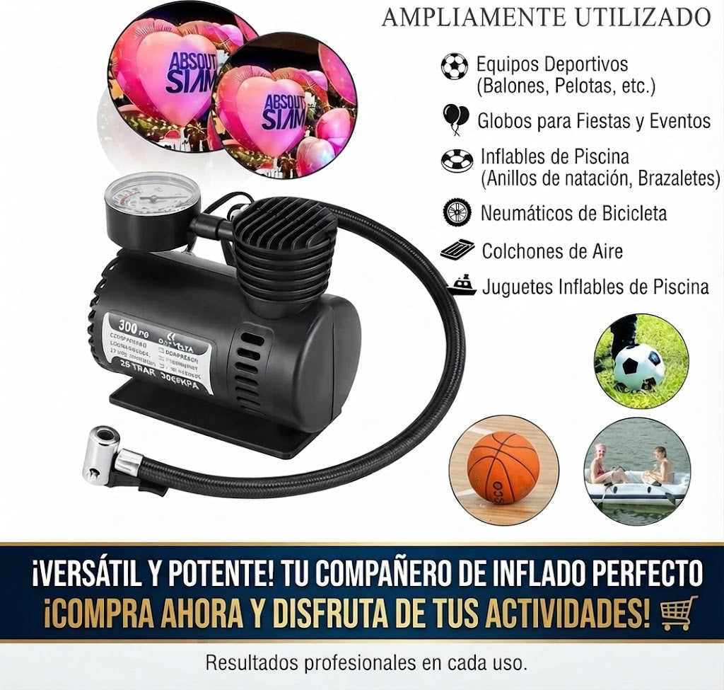 ⚡💨 COMPRESOR A110 12V PRO | MULTIUSOS PARA CARRO, MOTO Y MÁS 🚗🏍️