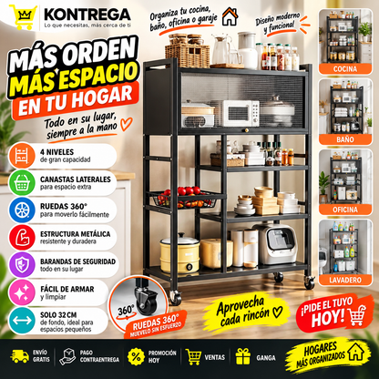 Estante Organizador 4 Niveles con Ruedas