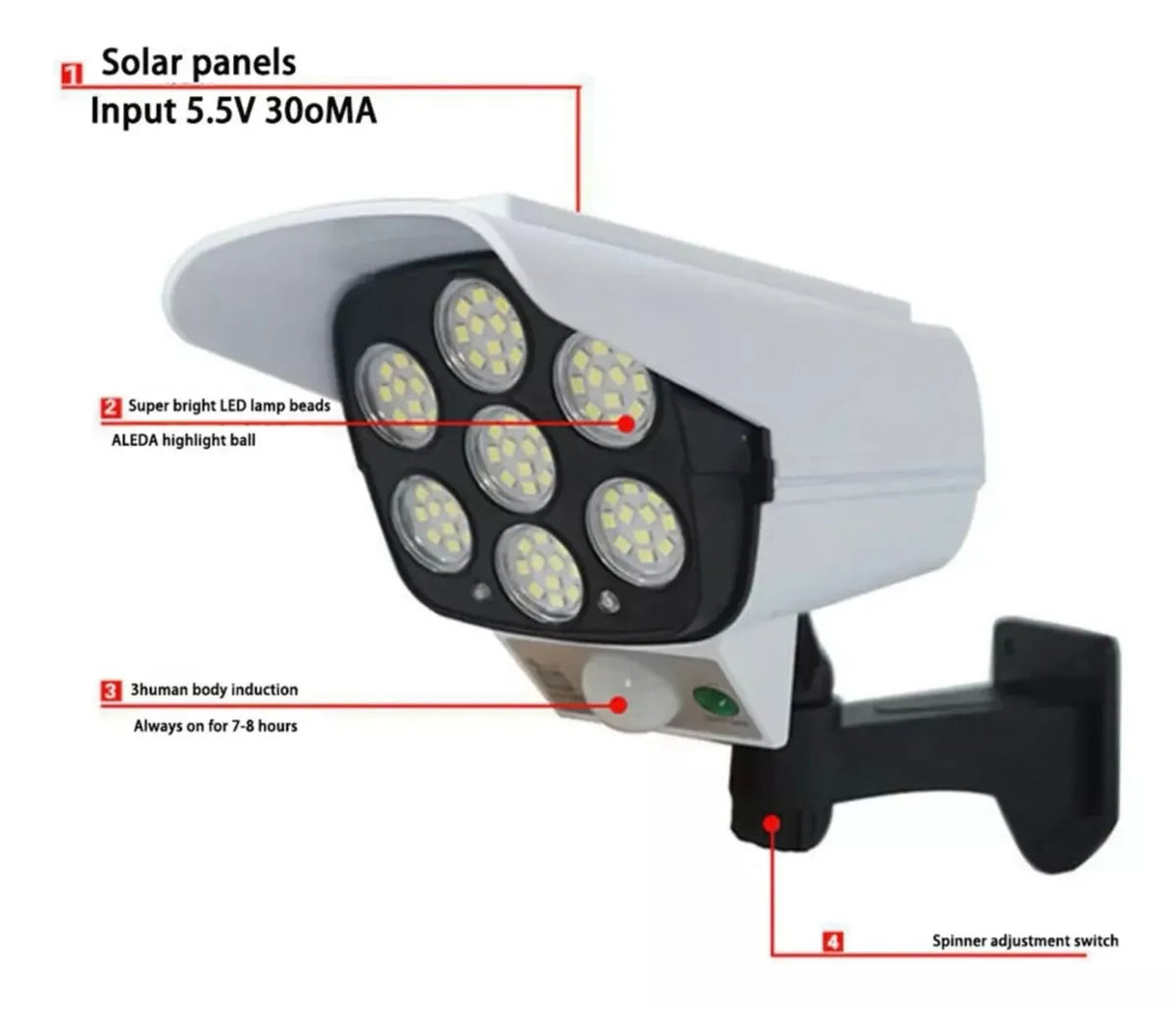 Lámpara Solar Cámara Falsa Sensor 77 LED