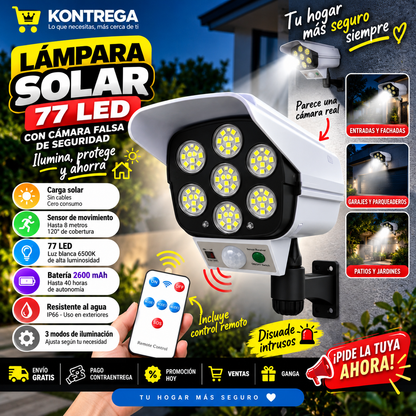 Lámpara Solar Cámara Falsa Sensor 77 LED