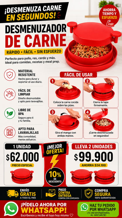 🔥 DESMECHADOR DE POLLO Y CARNE – TRITURA Y DESMENUZA EN SEGUNDOS
